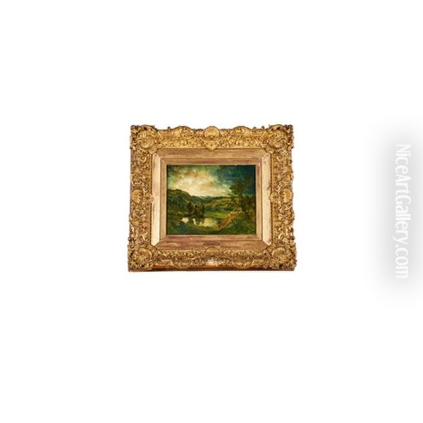 Untitled (hudson Valley Landscape) Oil Painting by Robert Crannell Minor Sr.