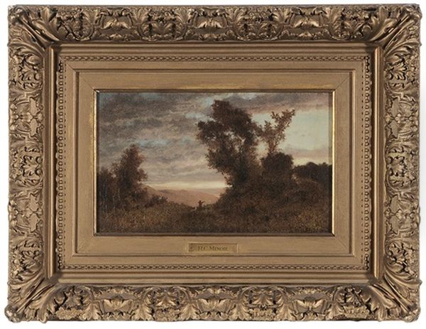 Mountain Landscape With Hunter Oil Painting by Robert Crannell Minor Sr.
