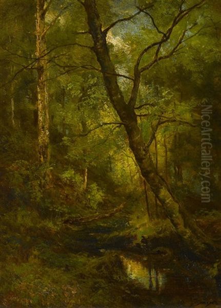 In The Forest - Adirondacks Oil Painting by Robert Crannell Minor Sr.