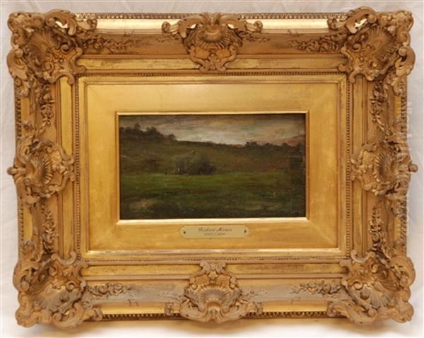 Landscape Scene With Farmers Bundling Hay Oil Painting by Robert Crannell Minor Sr.