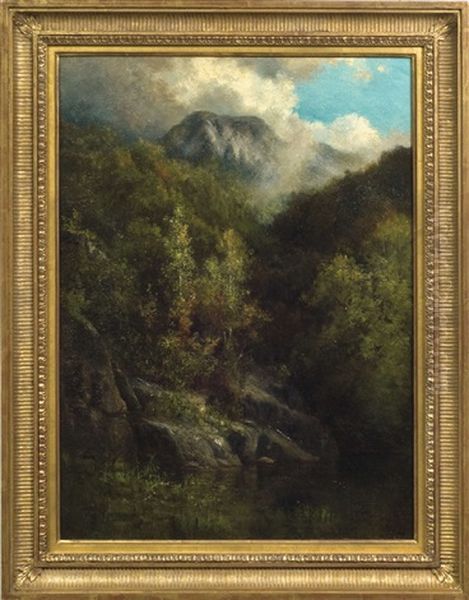 A View In The Adirondacks, Solitude Oil Painting by Robert Crannell Minor Sr.
