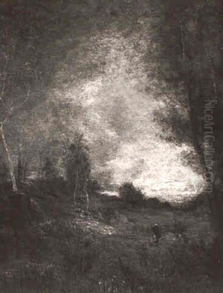 Sunset Lanscape Oil Painting by Robert Crannell Minor Sr.