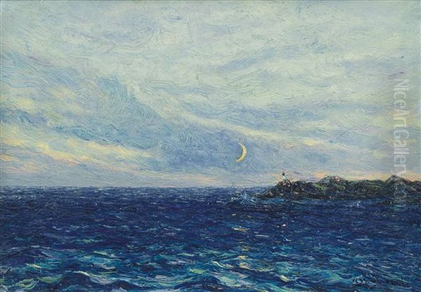Tramonto Sul Mare Del Nord Oil Painting by Professor Filiberto Minozzi