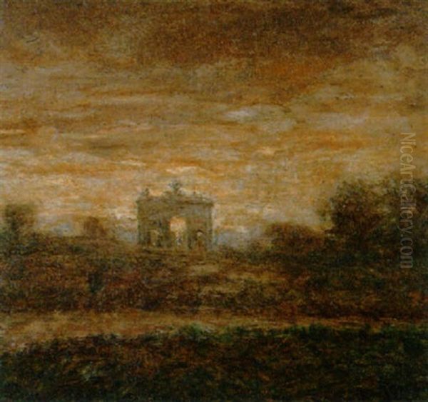 Abendliche Parklandschaft Mit Triumphbogen Oil Painting by Professor Filiberto Minozzi