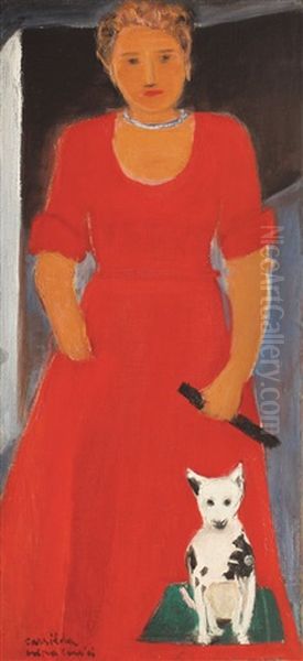 The Young Lady And The Puppy Oil Painting by Casilda Miracovici