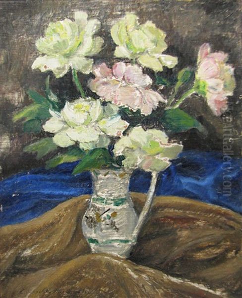 Pot With Flowers Oil Painting by Casilda Miracovici