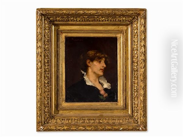 Woman With Flowers Oil Painting by Francisco Miralles Galup