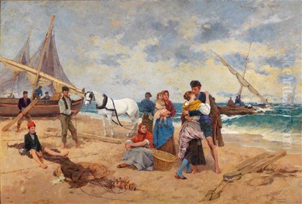 The Fisherman Returns Oil Painting by Francisco Miralles Galup