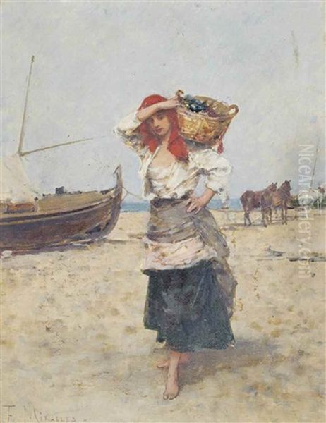 Returning With The Catch Oil Painting by Francisco Miralles Galup
