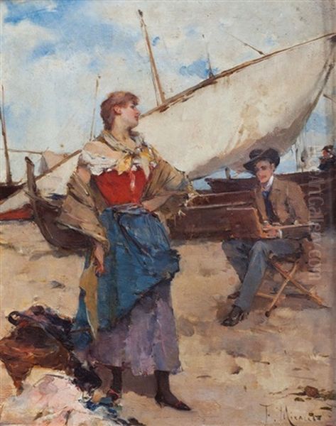 La Modelo Oil Painting by Francisco Miralles Galup
