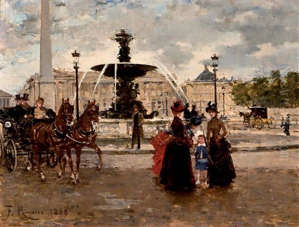 La Place De La Concorde Oil Painting by Francisco Miralles Galup