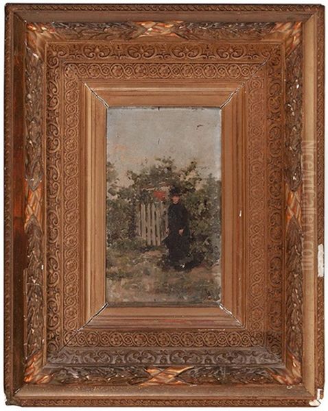 Joven Frente A Una Verja Oil Painting by Francisco Miralles Galup