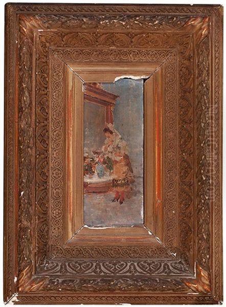 Joven Vestida De Maja Frente Al Espejo Oil Painting by Francisco Miralles Galup