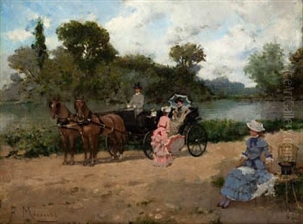 Paseo Por La Orilla Oil Painting by Francisco Miralles Galup
