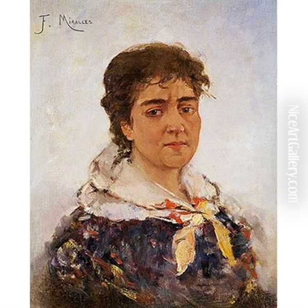 Retrato De La Pintora Visitacion Ubach Oil Painting by Francisco Miralles Galup