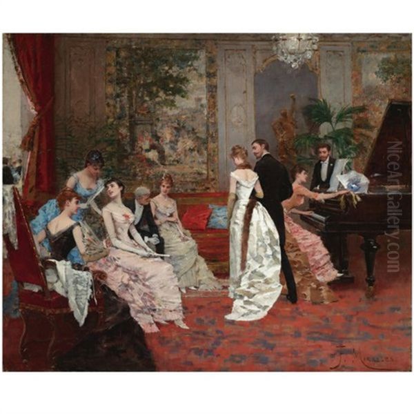 Fiesta Elegante (an Elegant Soiree) Oil Painting by Francisco Miralles Galup