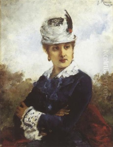 Portrait De Femme Au Chapeau Oil Painting by Francisco Miralles Galup