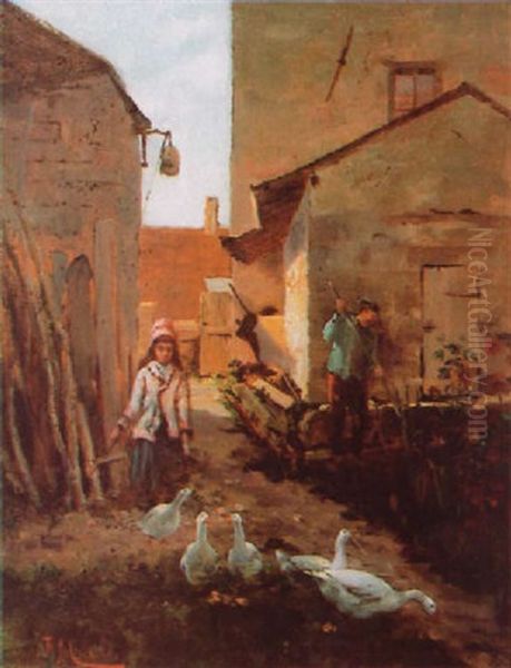 La Basse-cour Oil Painting by Francisco Miralles Galup