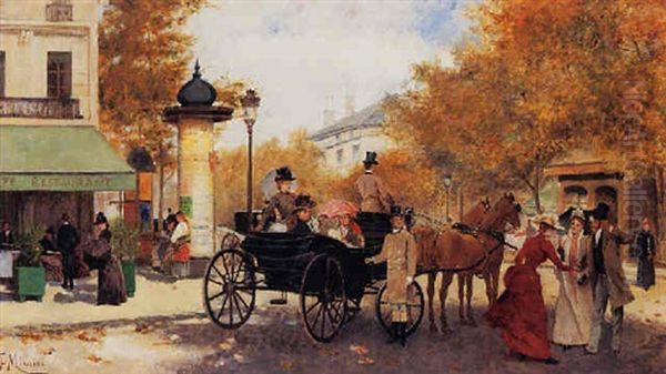 Sunday Carriage Ride Oil Painting by Francisco Miralles Galup