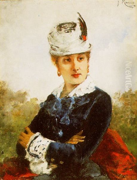 Portrait De Jeune Femme Oil Painting by Francisco Miralles Galup