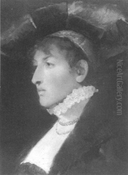 Profile Of A Woman Oil Painting by Francisco Miralles Galup