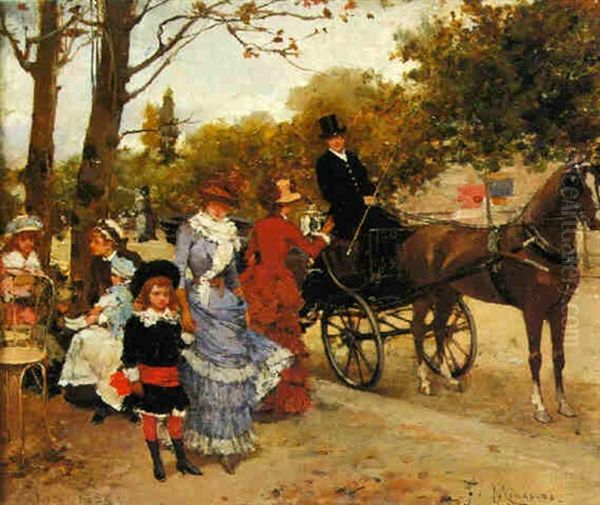 An Outing In The Park Oil Painting by Francisco Miralles Galup
