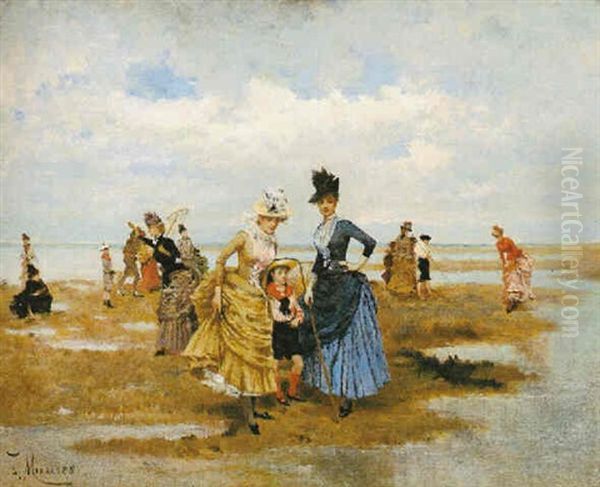 En La Playa Oil Painting by Francisco Miralles Galup
