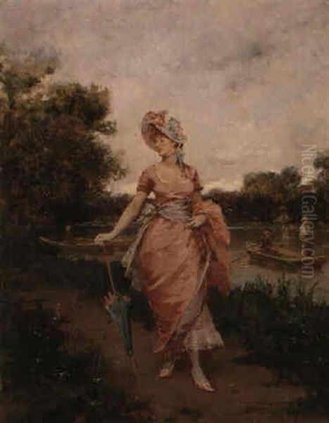 En La Orilla Del Rio Oil Painting by Francisco Miralles Galup