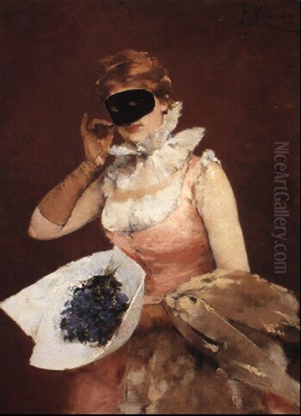 Going To The Masked Ball Oil Painting by Francisco Miralles Galup