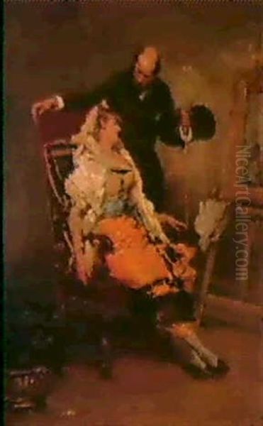 The Artist And His Model Oil Painting by Francisco Miralles Galup