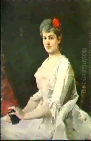 Elegantes Au Theatre Oil Painting by Francisco Miralles Galup