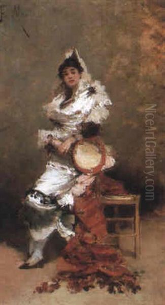 The Tambourine Girl Oil Painting by Francisco Miralles Galup