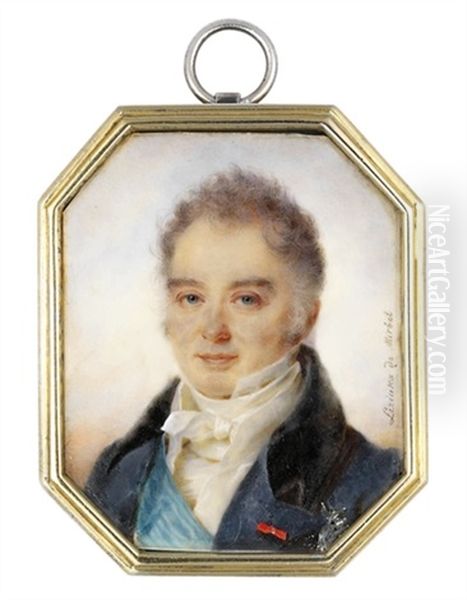 Duc De Duras In Blue Coat With Black Collar Oil Painting by Aimee Zoe Lizinka de Mirbel