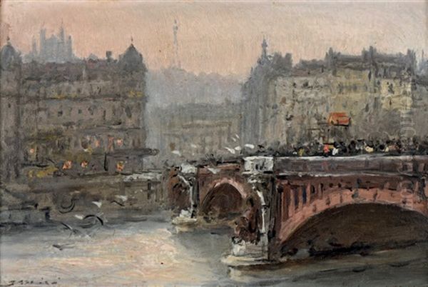 Le Pont Lafayette Et Le Pont De La Guillotiere (pair) Oil Painting by Joaquin Miro