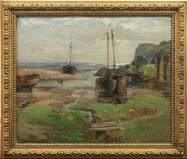 Fishing Boats Oil Painting by John Campbell Mitchell