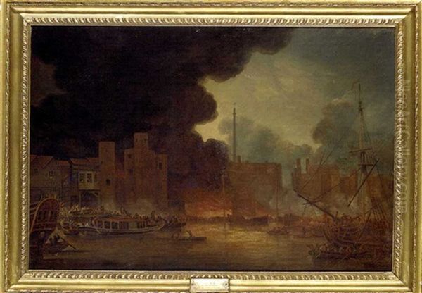 The Great Fire At Horsleydown Oil Painting by Thomas Mitchell