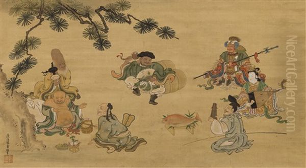 The Seven Gods Of Good Fortune Oil Painting by Mitsuoki, Tosa