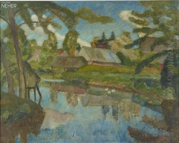 Stelldichein In Der Kuche Oil Painting by Otto Modersohn