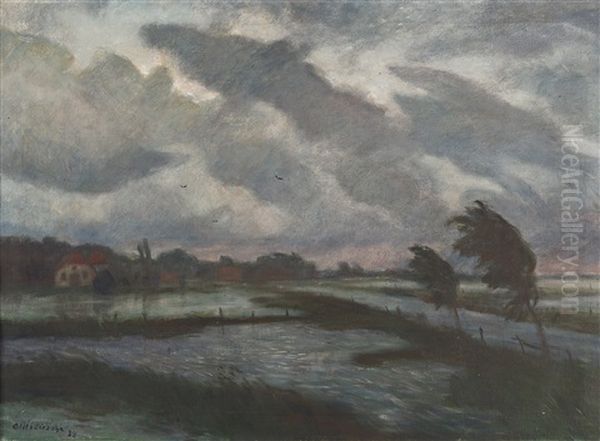 Uberschwemmung Oil Painting by Otto Modersohn