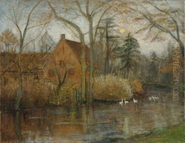 Mond Uber Der Wumme Oil Painting by Otto Modersohn