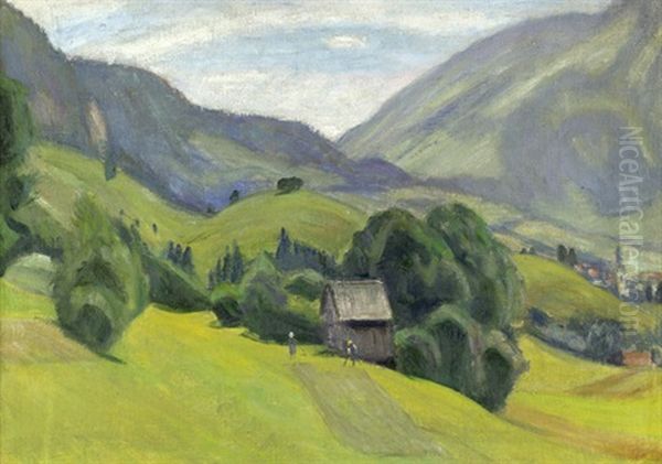 Hindelang (+ Gebirge, Ca.1931, Verso) Oil Painting by Otto Modersohn