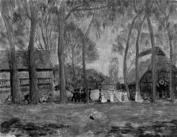 Hochzeitszug In Worpswede Oil Painting by Otto Modersohn