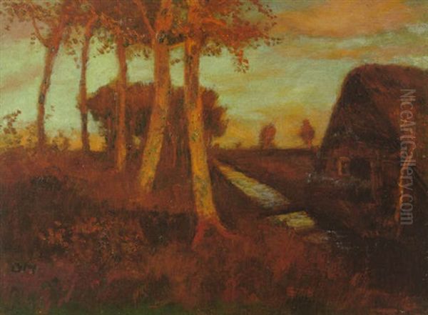 Herbstabend Oil Painting by Otto Modersohn