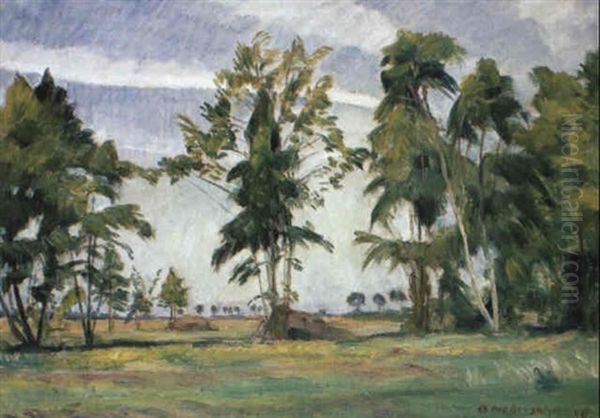 Baume Im Wind - Sommerlicher Landschaft Oil Painting by Otto Modersohn