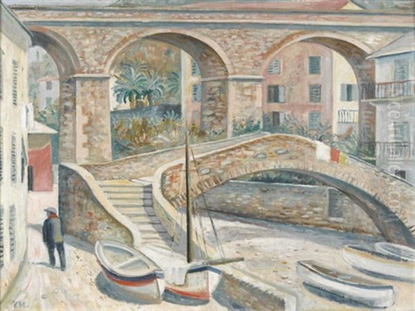 Dorf Im Tessin Oil Painting by Theo Modespacher