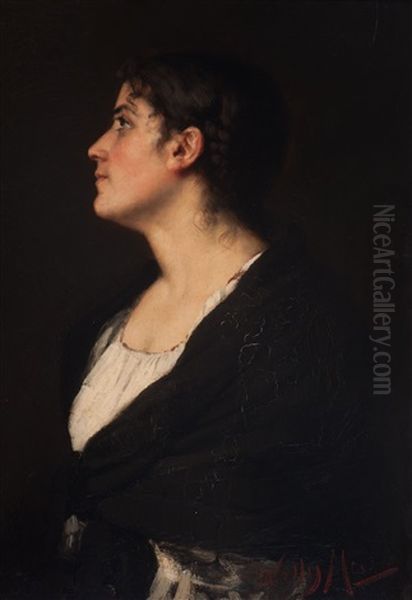 Portrait Of A Young Woman Oil Painting by Wally Moes