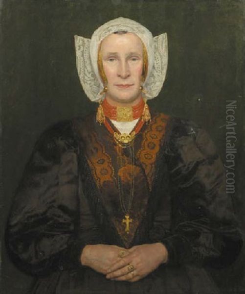 A Lady From Laren Wearing Her Sunday Costume Oil Painting by Wally Moes