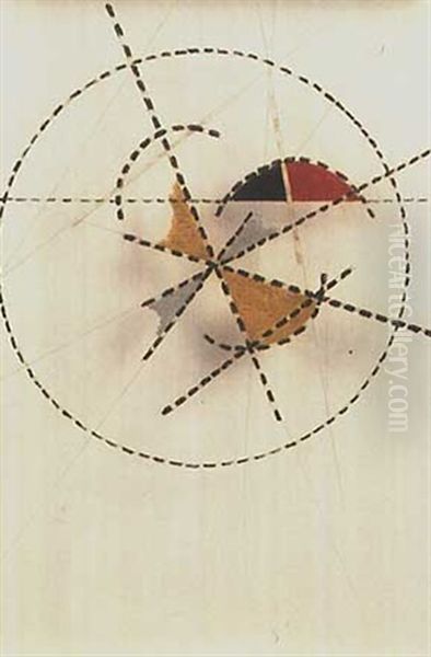 Expressionist Composition Oil Painting by Laszlo Moholy-Nagy