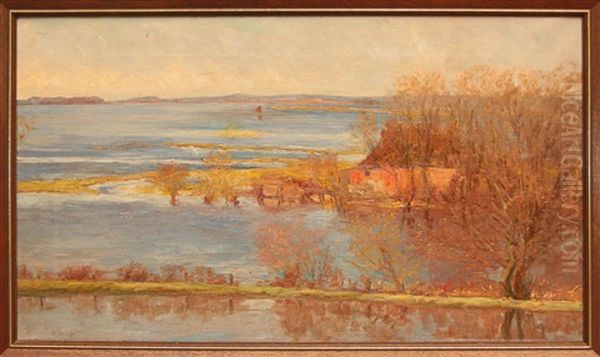 Hochwasser Der Elbe Oil Painting by Alfred Mohrbutter