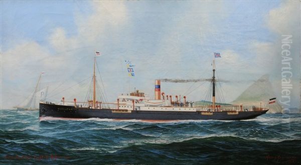 The Gibraltar Accompanied By A Pilot Oil Painting by John Henry Mohrmann